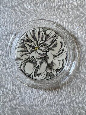 John Derian Glass Decoupage Rose 6" Bottle Coaster